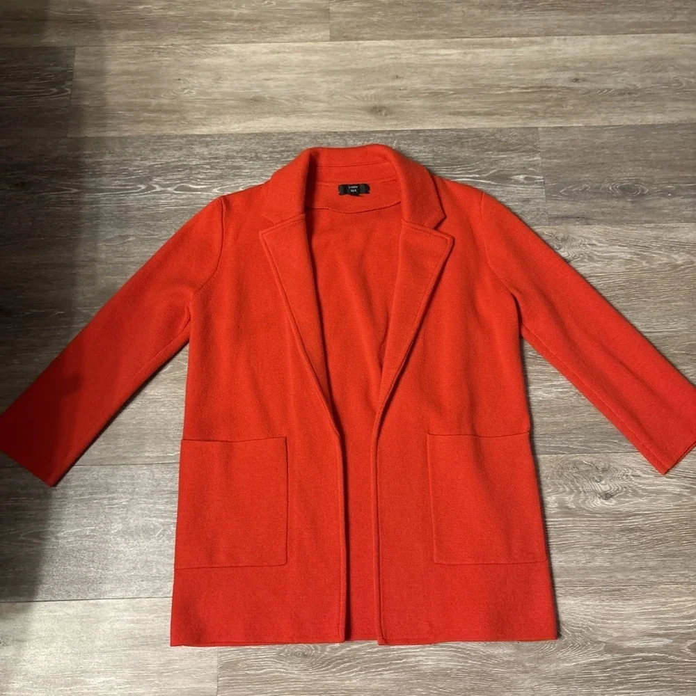 J. Crew Sophie Open Front Sweater Blazer J0244 Red Sz‎ XS Holiday Core Wardrobe